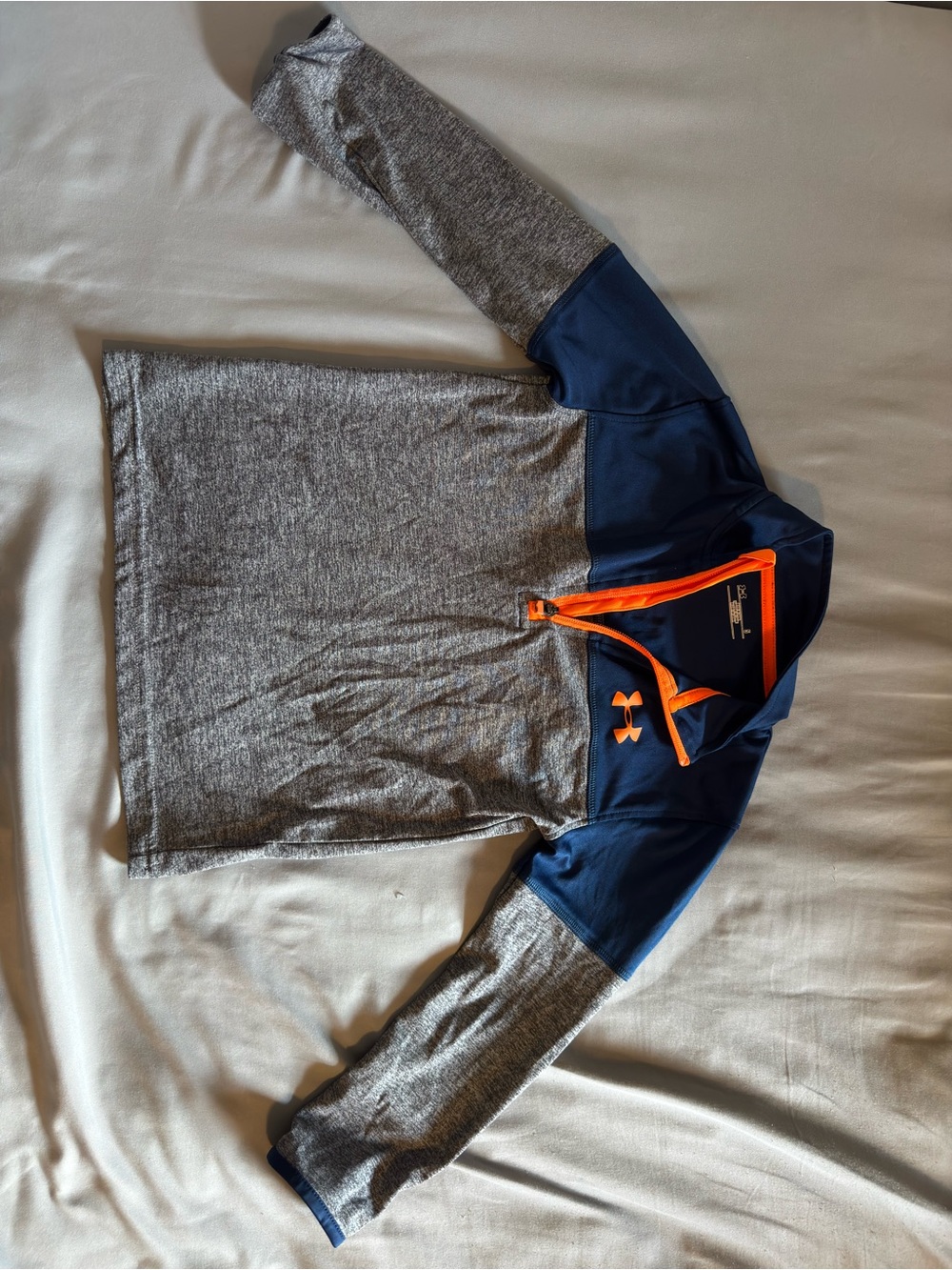 Under Armour Gray & Navy Long-Sleeve Athletic Top with Orange Zip
